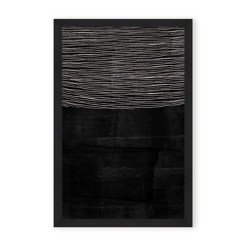 Abstract Blackened Line by  - Picture Frame Painting on Paper, 24" H x 16" W x 1.125" D, Framed Matted Print, Black