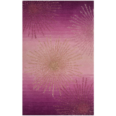 Amier Geometric Handmade Tufted Pink Area Rug