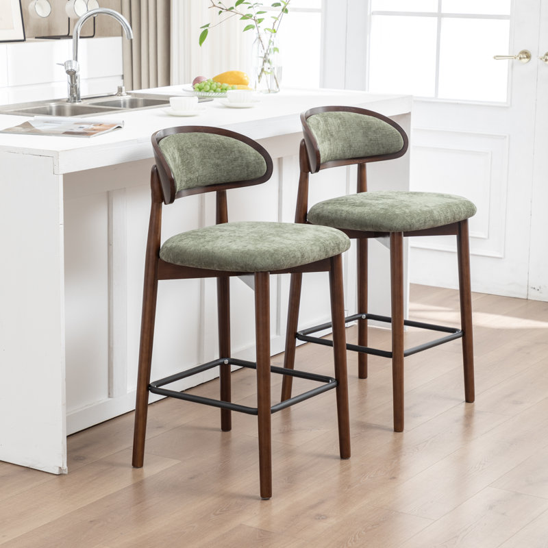 Tabouret de comptoir en bois massif, Vert