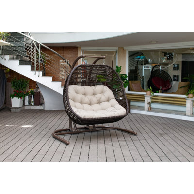 Double Swing Chair with Stand and Cushion Outside Swing Chair Hammock Egg Chair