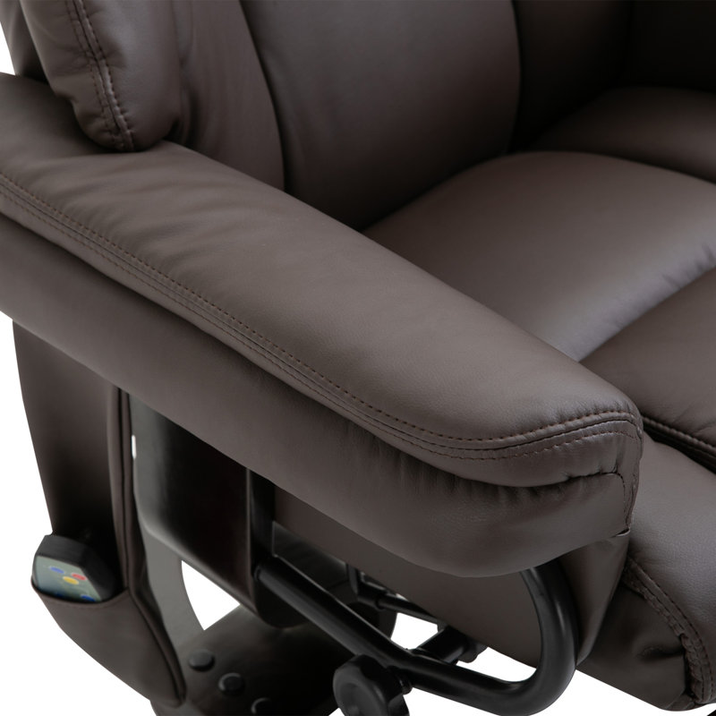 Fauteuil inclinable massant avec repose-pieds, Similicuir brun