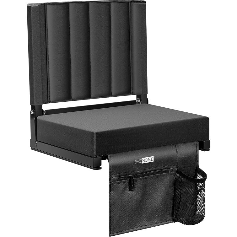 Home-Complete Stadium Chair with Wide Bleacher Cushion in Black