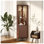 Armoire de bar de 70 po de hauteur avec rangement pour le vin, armoire de bar moderne Mid-Century avec porte-verre et lumières