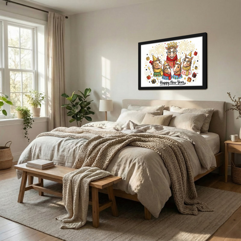 Animaux, bonne année, cheval, fête de famille, H 12 po x l 18 po