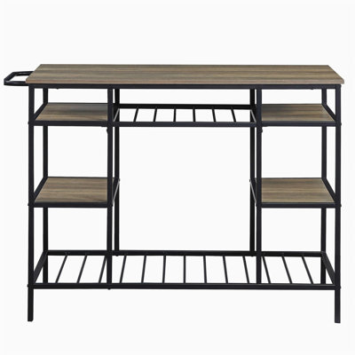 Lona Retro Oak & Black Enamel Kitchen Island
