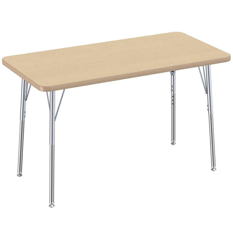 Table rectangulaire d'activité rectangulaire avec pieds réglables, Roulement pivotant standard, 24 po x 48 po, Maple