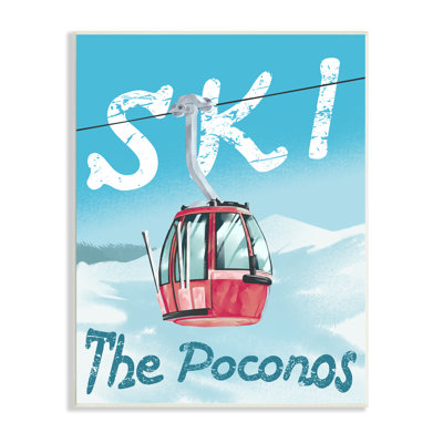 «The Poconos Red Ski Trolly Snowy Mountain Hill», art mural sur toile par Ziwei