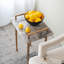 Table rectangulaire avec plateau en agate Kristiansand - or doux, agate bleue