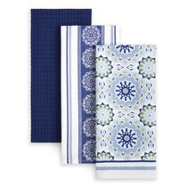 Food Network Dobby Textured Cloth Stripe Kitchen Towel 2-pk Blue 16 x 28