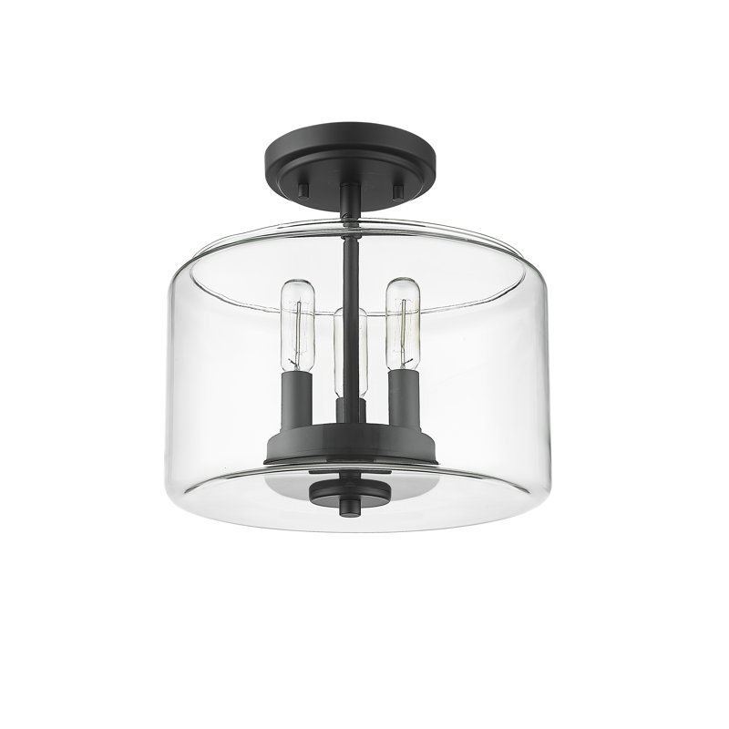 Plafonnier encastré à 3 lumières de 10,6 po de hauteur Asheville, Noir mat