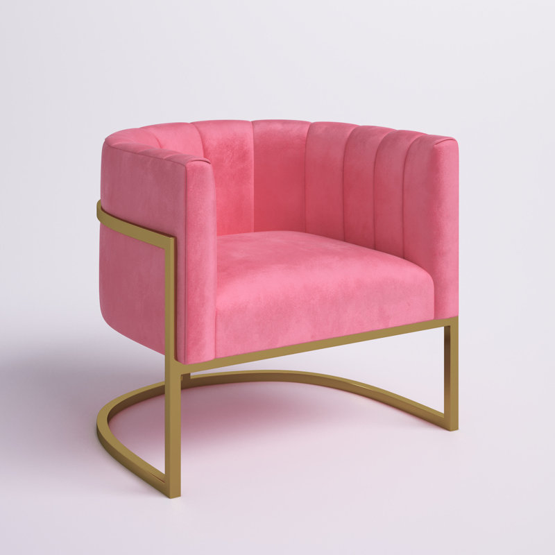 Velvet Barrel Chair, Sea Blue Velvet, Gold