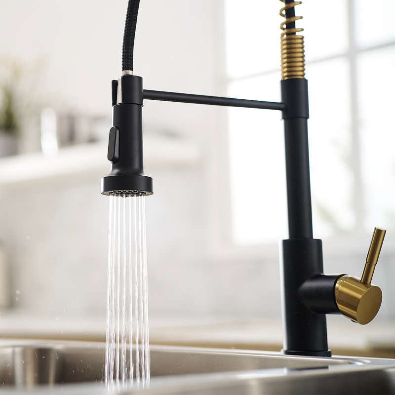 Robinet de cuisine commercial avec douchette rétractable - Durabilité et performance accrues, système de contrôle de l'eau pour évier coulissant moderne - processus d'assemblage, options polyvalentes