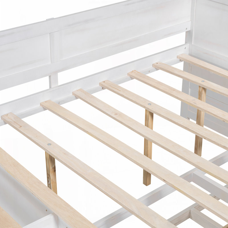 Lit de jour avec tiroirs et tablettes, Complet/Double, Blanc