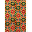 Tapis décoratif vert et jaune à motif géométrique triangulaire-594403978