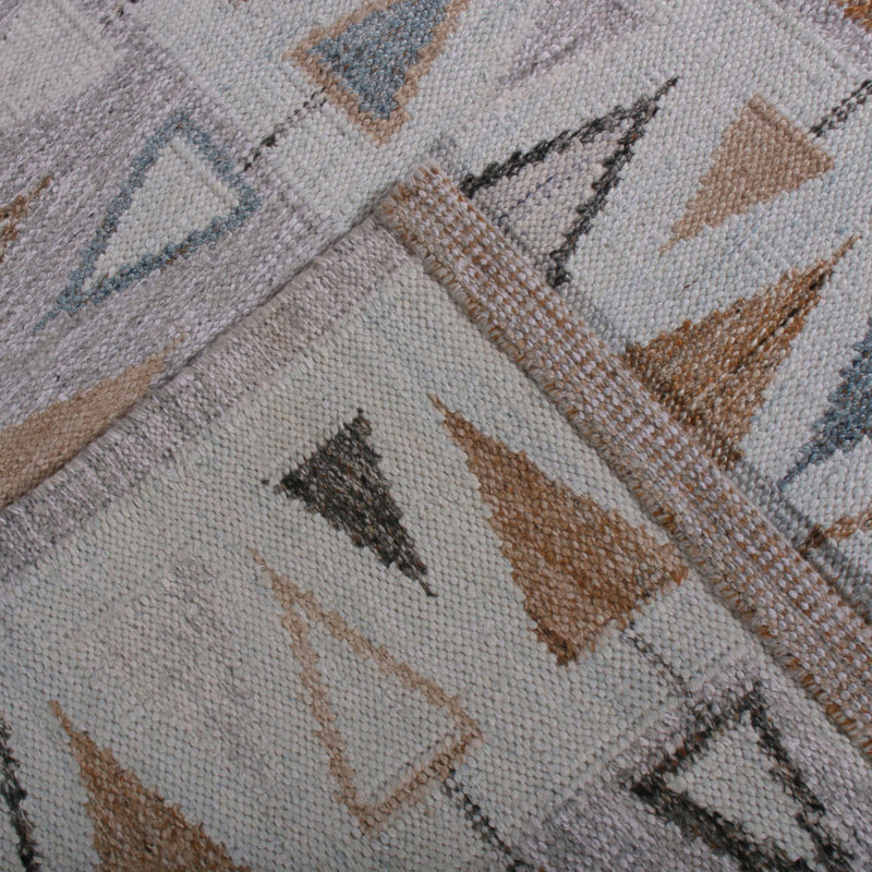 Rug & Kilim’S Scandinavian Style Geometric Purple And Blue Wool Kilim Rug, Rectangle 10' x 14'