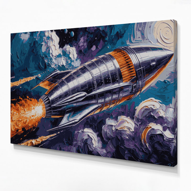 Art mural sur toile grise Sci Fi Vintage, H 8 po x l 10 po