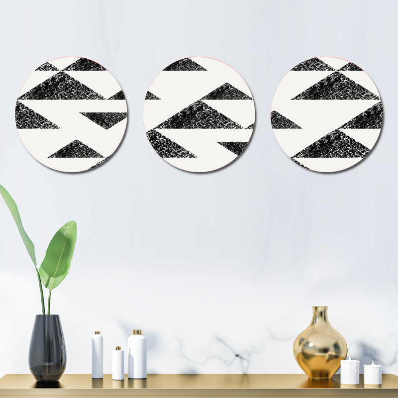 Ensemble de 3 décorations murales triangles monochromes