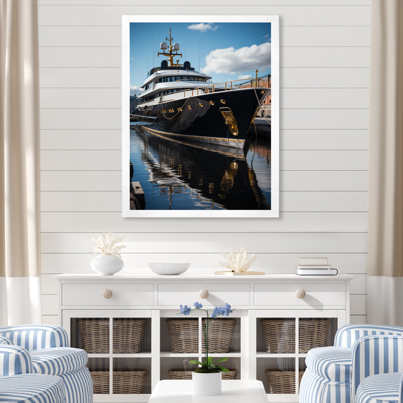Port Dockside Elegance II - Nautical & Beach Canvas Wall Art, Cadre simple blanc, H 44 po x l 34 po x P 1,5 po