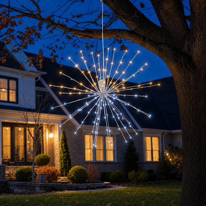200 lanternes 200 lumières, H 24 po x L 24 po x l 24 po, Blanc pur / blanc chaud
