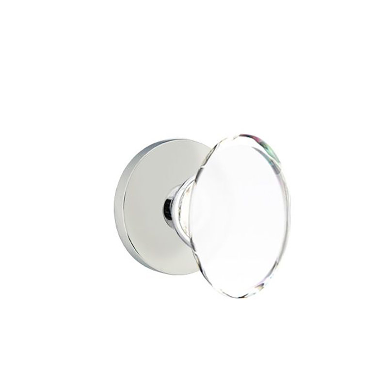 Privacy Hampton Crystal Knob with Disk Rose, Polished Chrome
