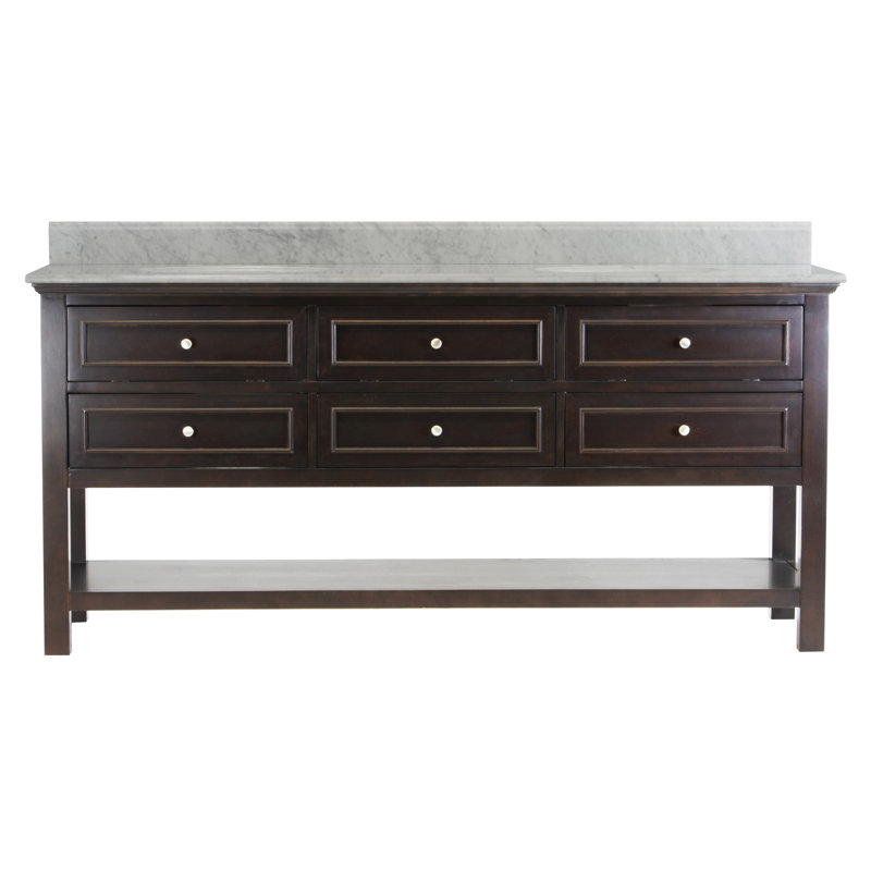 Chatwin 72'' Double Bathroom Vanity with Marble Top, Espresso