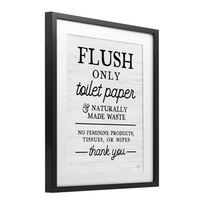 «Flush Only», papier hygiénique encadré, impression sous verre, design par Lux + Me Designs