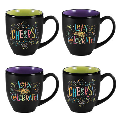 Lets Celebrate 16 oz Bistro Mug 4 Piece Set