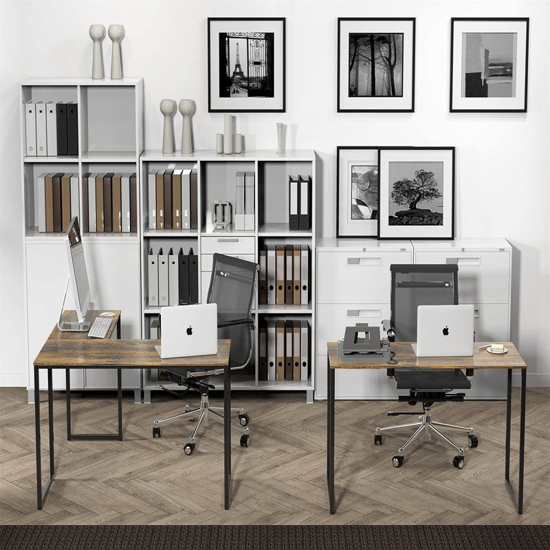 Bureau d'écriture en L Chaddie, Brun / noir, H 27,99 po x l 48 po