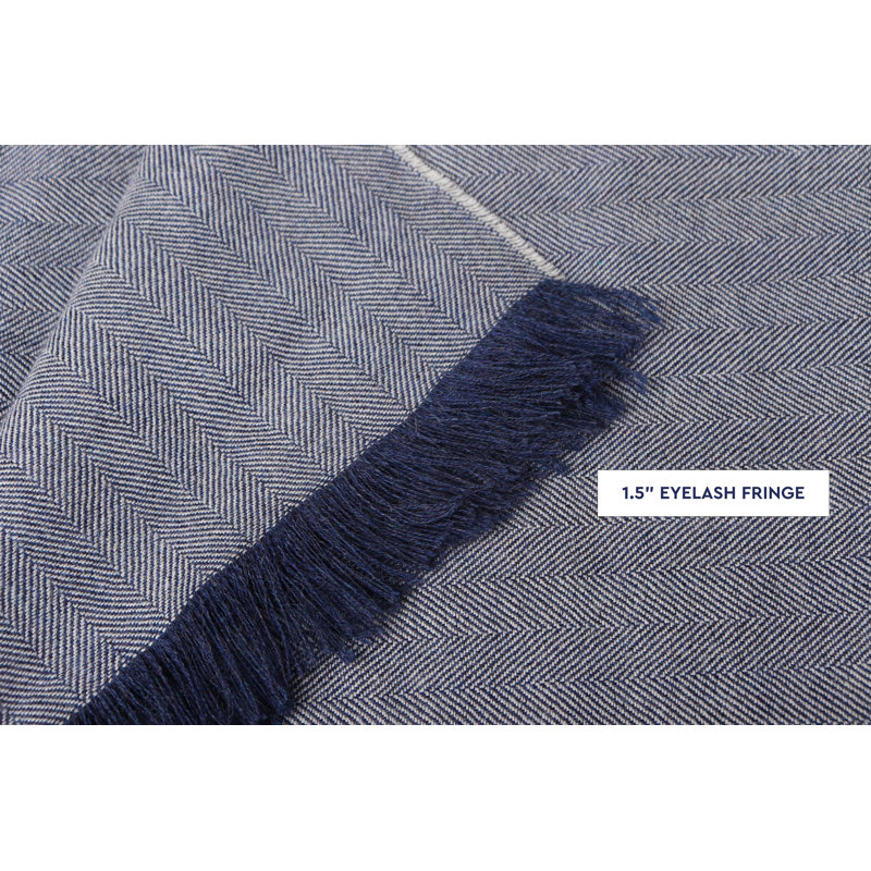 Jeté 100% laine d'alpaga - Chevron bleu, Blue