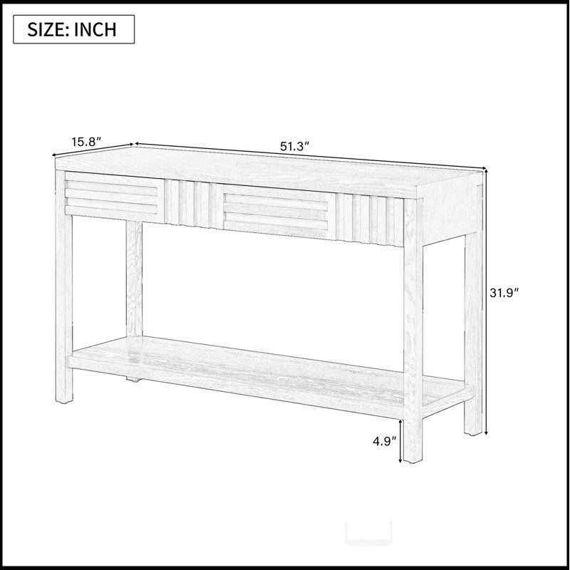Ash Veneer Modern Style Console Table, Striped Design, Suitable for Entryway, Corridor, Foyer, Living Room, Study, Brown