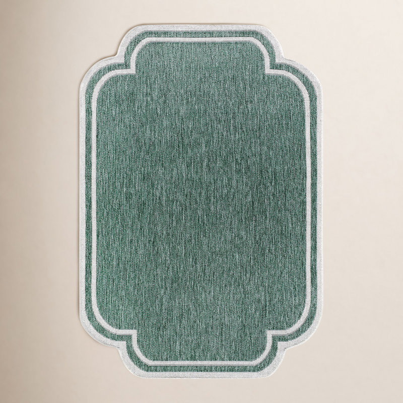 Tapis tissé à la machine Skiles, Green/Cream, Tapis de couloir 2 pi 7 po x 7 pi 3 po