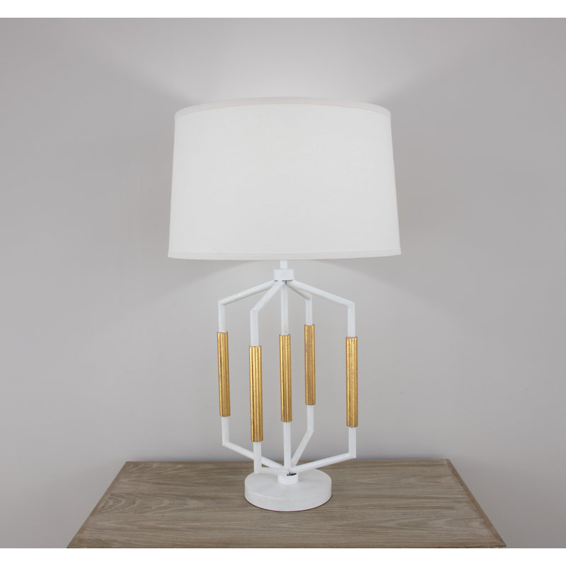 Mura Table Lamp, Antiqued White/Gold Leaf