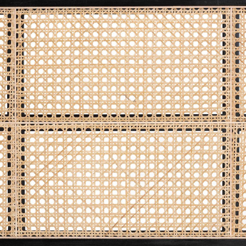 Gastelum Bayur Solid Wood and Natural Bamboo Headboard, Black/Natural Brown