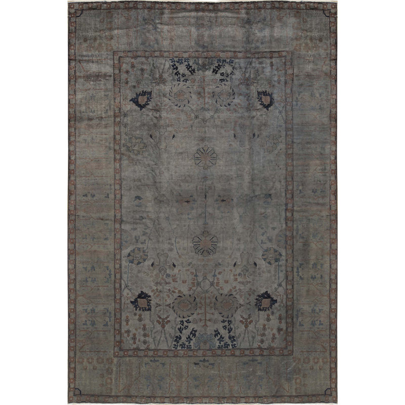 Tapis gris de haute qualité noué à la main