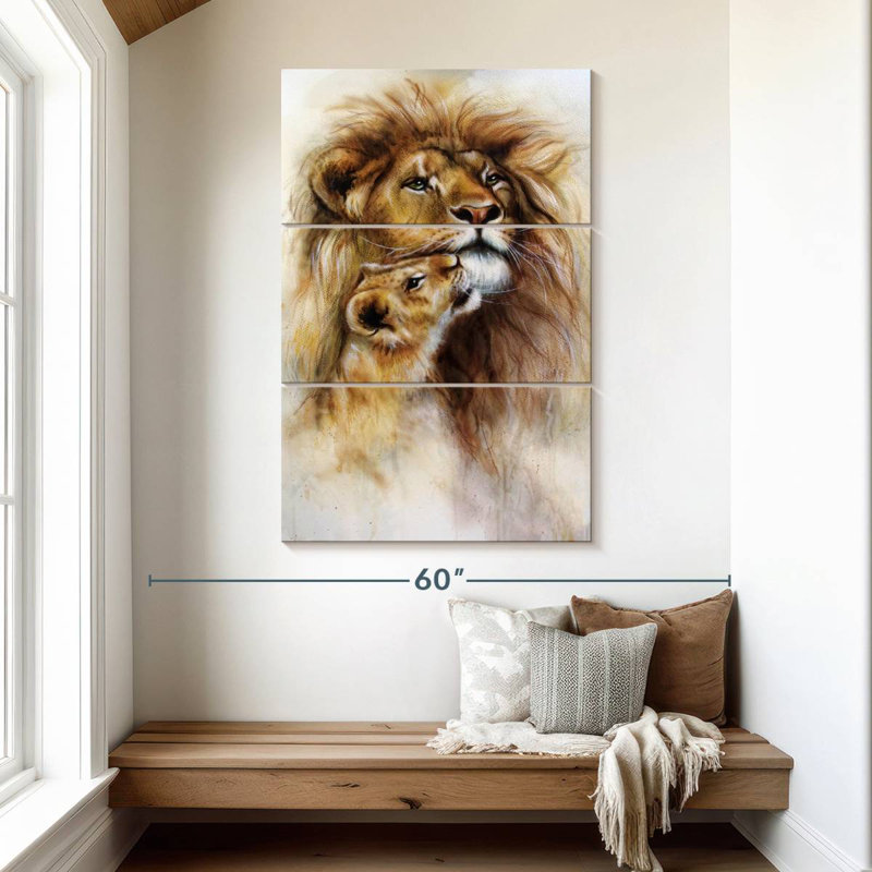 Brampt lion et lionne romantique, H 50 po x l 32 po