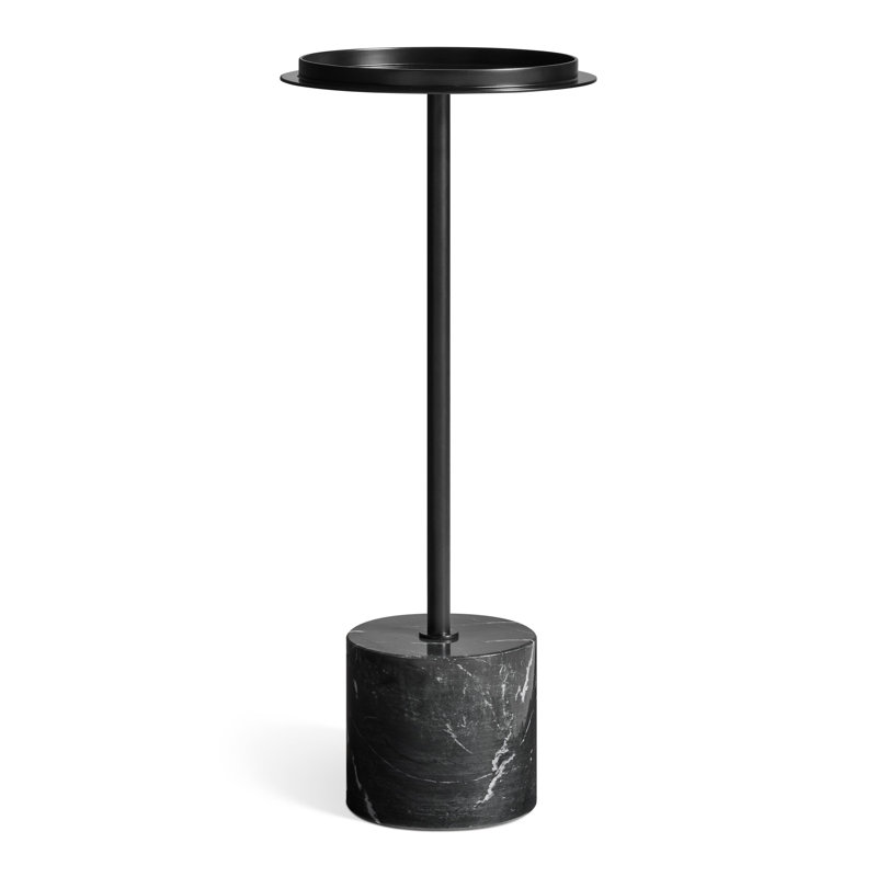 Chit Chat Marble Pedestal End Table, Putty, Green