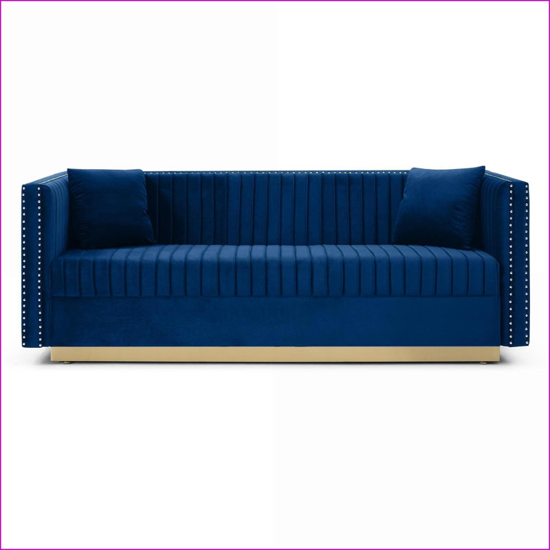Ensemble de canapé-lit en velours capitonné 2 pièces avec 4 coussins pour le salon Sofas Couches Bleu royal | Velours