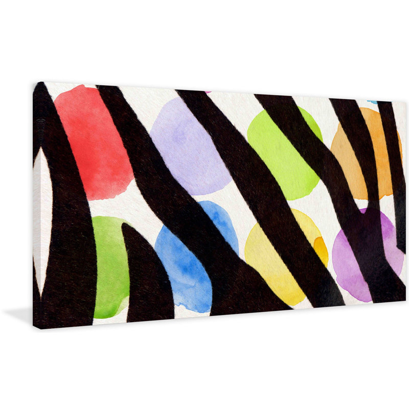 Rainbow Zebra II V2 by Irena Orlov - 1 Piece Wrapped Canvas Wall Art, 46cm H x 91cm W x 4cm D