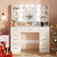 Elowen 110cm Dressing Table with 11 Drawers, Sockets and Hair Dryer Rack, Usb Sorts, Led Mirror