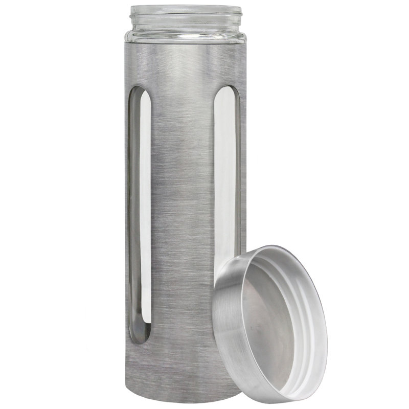 Metal Jar, 12" H x 4.37" W x 4.37" D, Silver