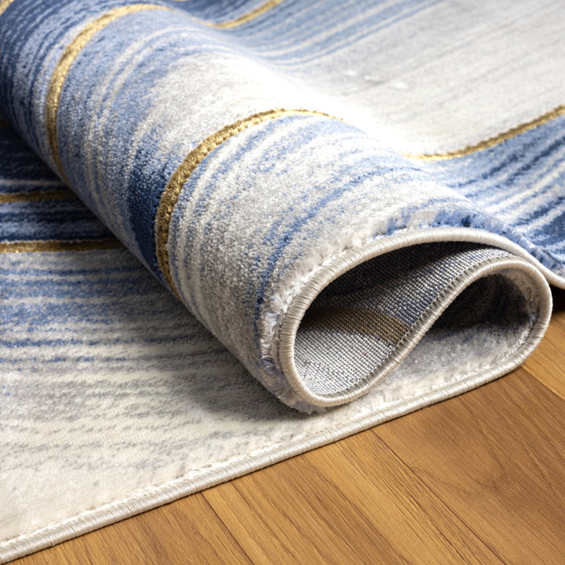 Tapis bleu Abani Luna LUN230B, Rectangle 4pi x 6 pi