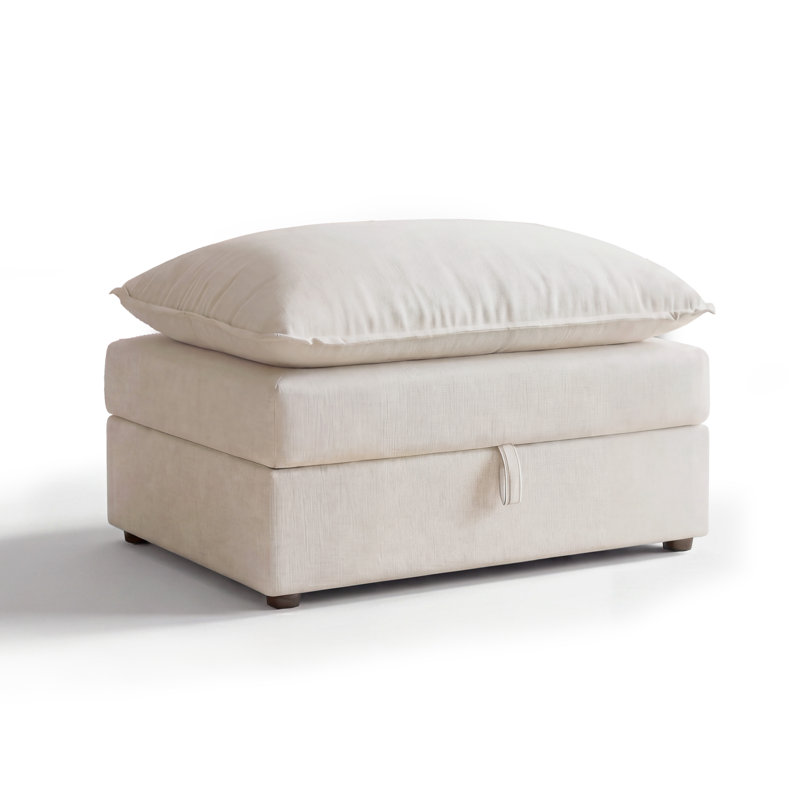 Repose-pieds avec rangement Espinoza, Chenille beige