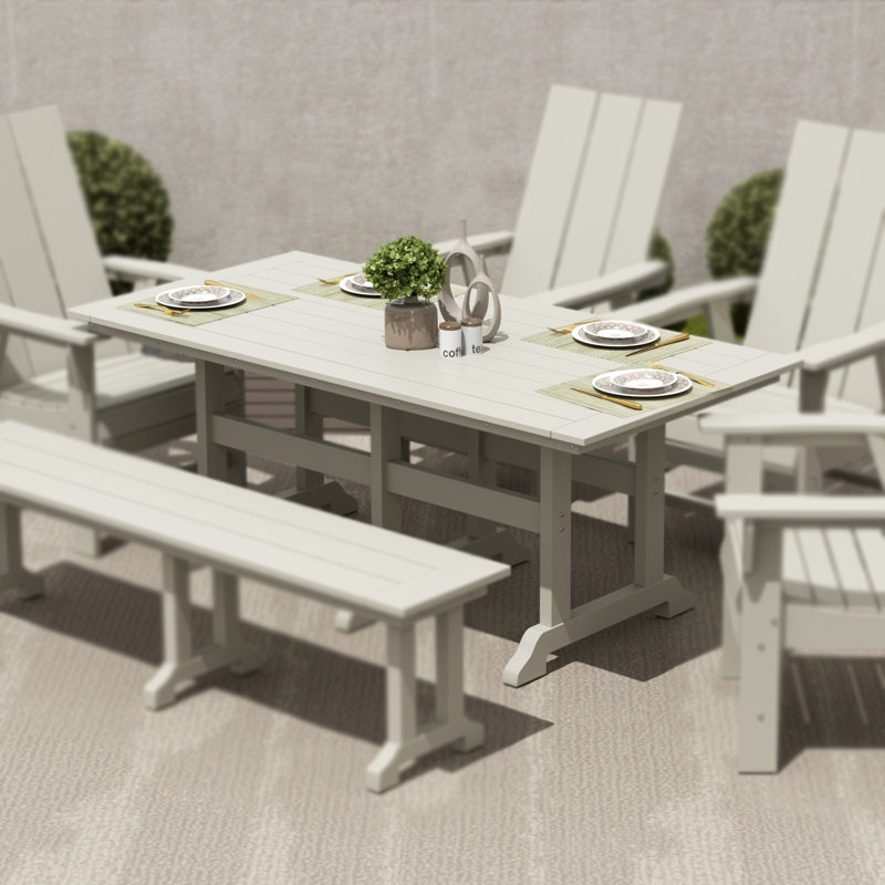 Laguna Rectangular Outdoor Dining Table With Umbrella Hole , 71'' in. W 37'' in. D, Sand