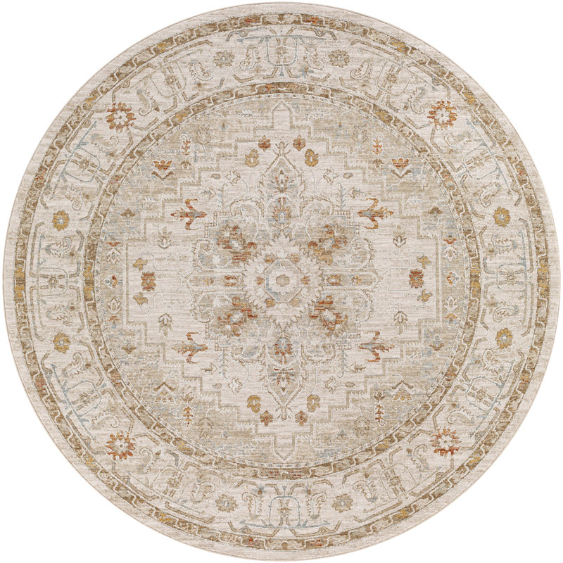 Tapis oriental gris clair / rouge brique Finnlagh, Rond 7 pi