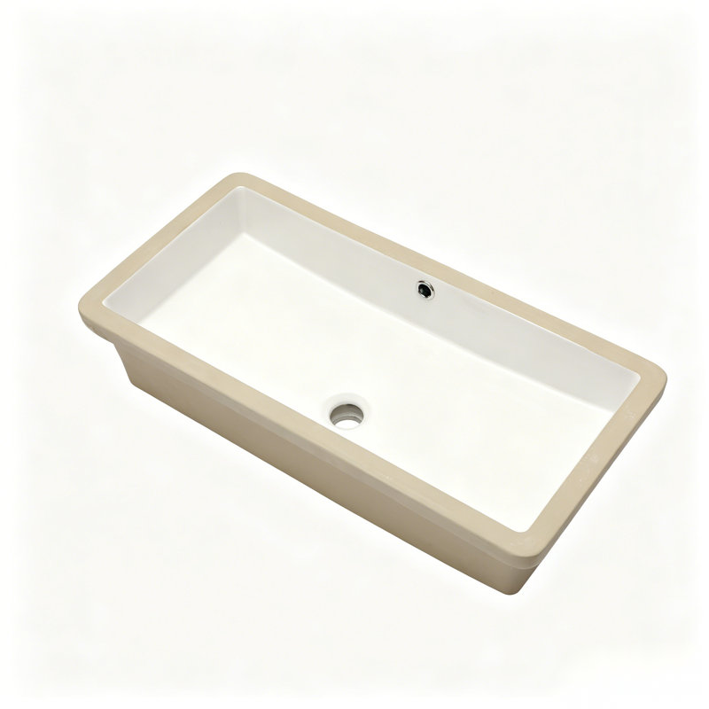 Topcraft White Ceramic Rectangular Undermount Bathroom Sink With Overflow, 28X14x6.25 Inches