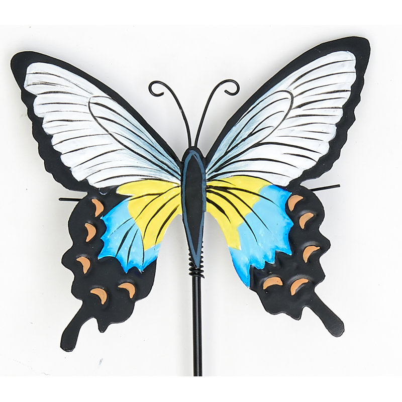 Piquet de jardin papillon, Noir / menthe / jaune