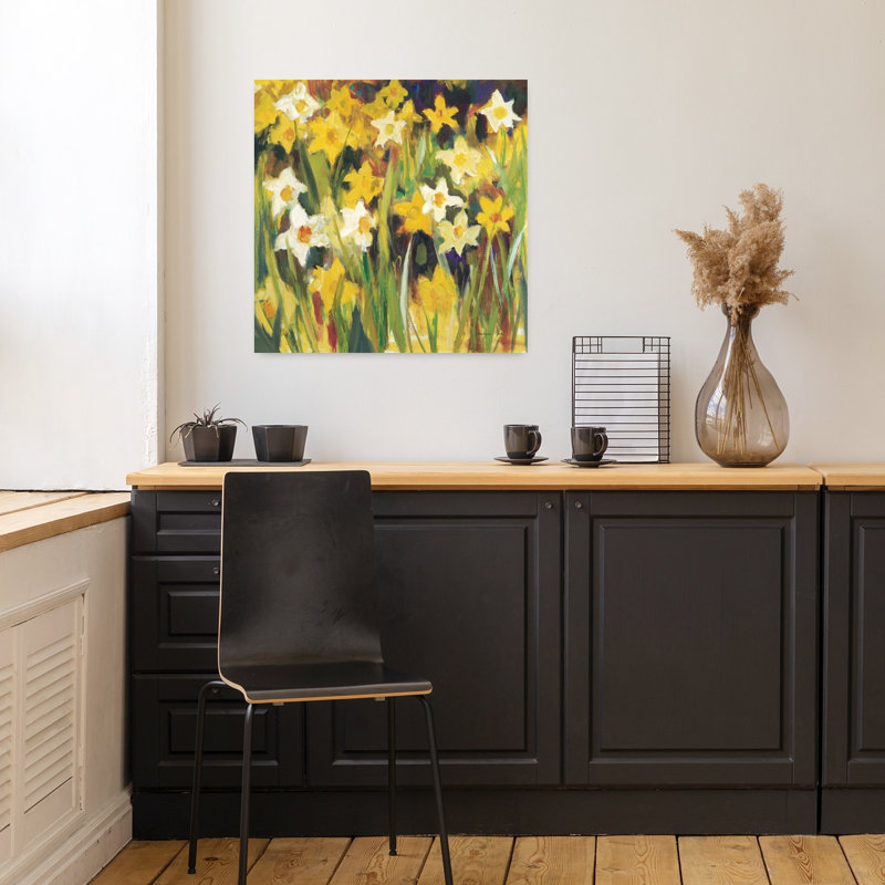 Art contemporain fleur de jonquille, H 18 po x l 18 po