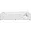 Lit plateforme simple tapissier avec garde-corps et station de charge, blanc