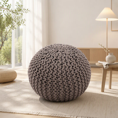Knitted Cotton 20 x 20 Round Pouf