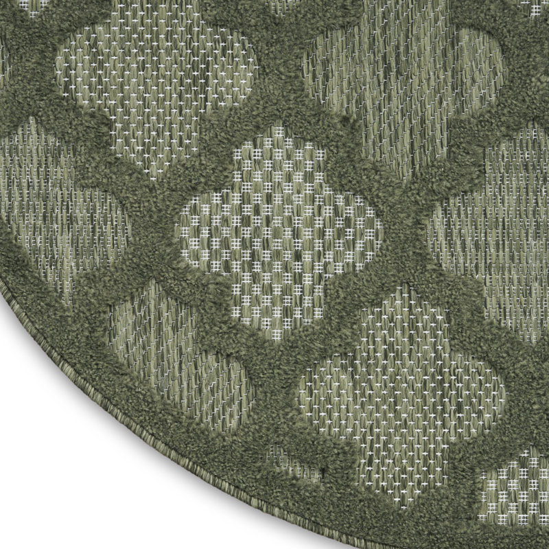 Miyari Geometric Indoor / Outdoor Rug, Round 4'